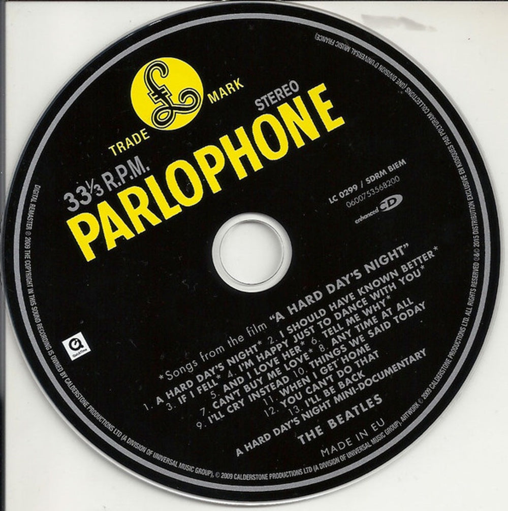 Label Disc: The Beatles – A Hard Day's Night CD | Relix