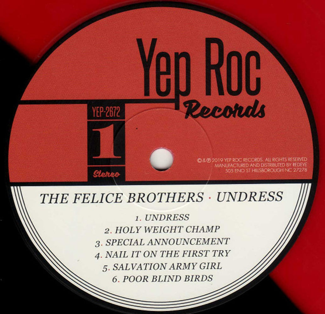 Label Disc: The Felice Brothers – Undress (Red Black Split LP Vinyl) Vinyl LP | Relix