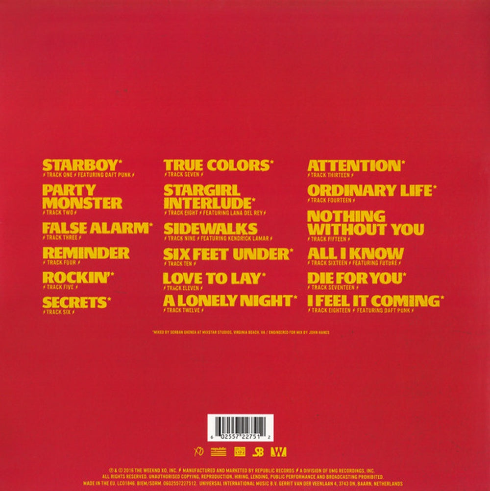 Label Disc: The Weeknd – Starboy (LP Vinyl) Vinyl LP | Relix