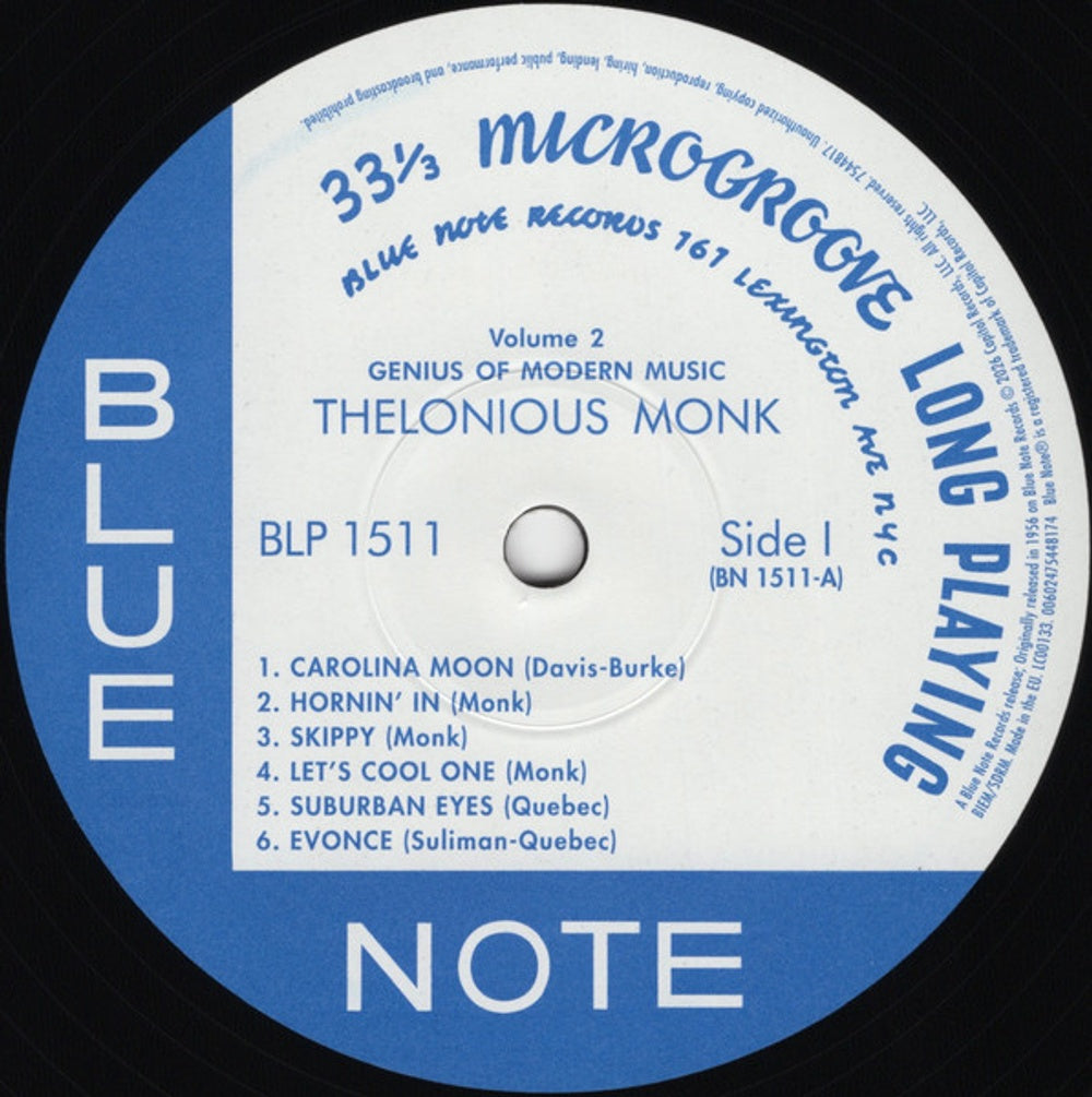 Label Disc: Thelonious Monk – Genius Of Modern Music Vol. 2 (180 Gram LP Vinyl) Vinyl LP | Relix