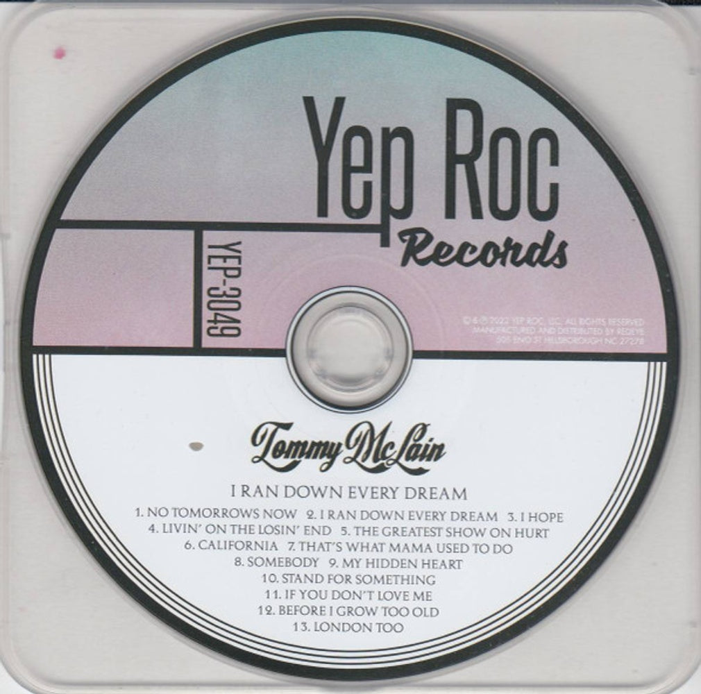 Label Disc: Tommy Mclain – I Ran Down Every Dream CD | Relix