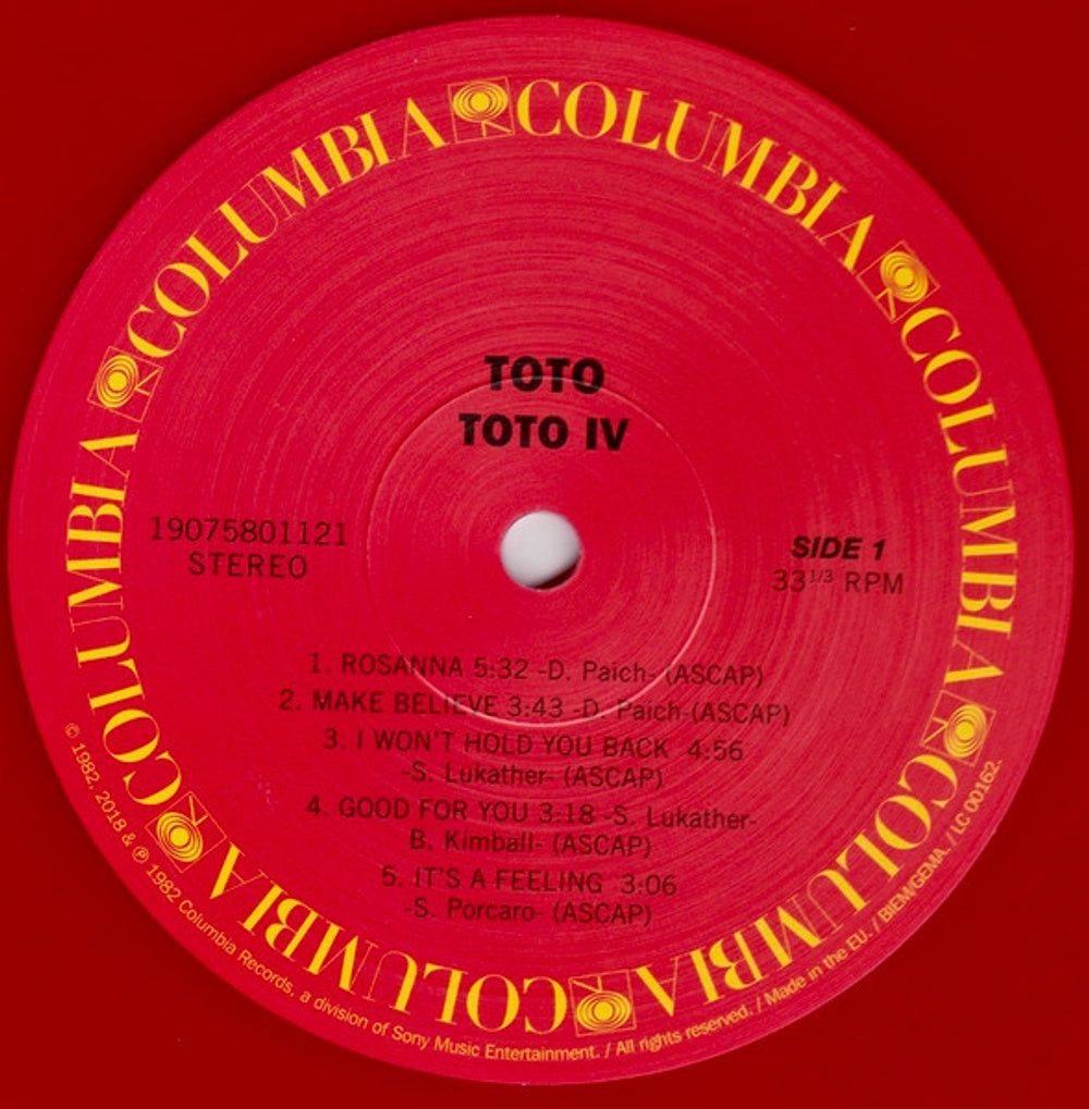Label Disc: Toto – Toto IV Vinyl LP | Relix