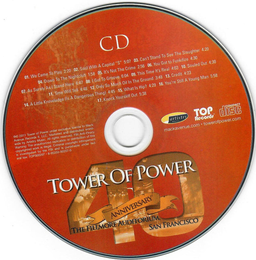 Label Disc: Tower Of Power – 40th Anniversary CD | Relix