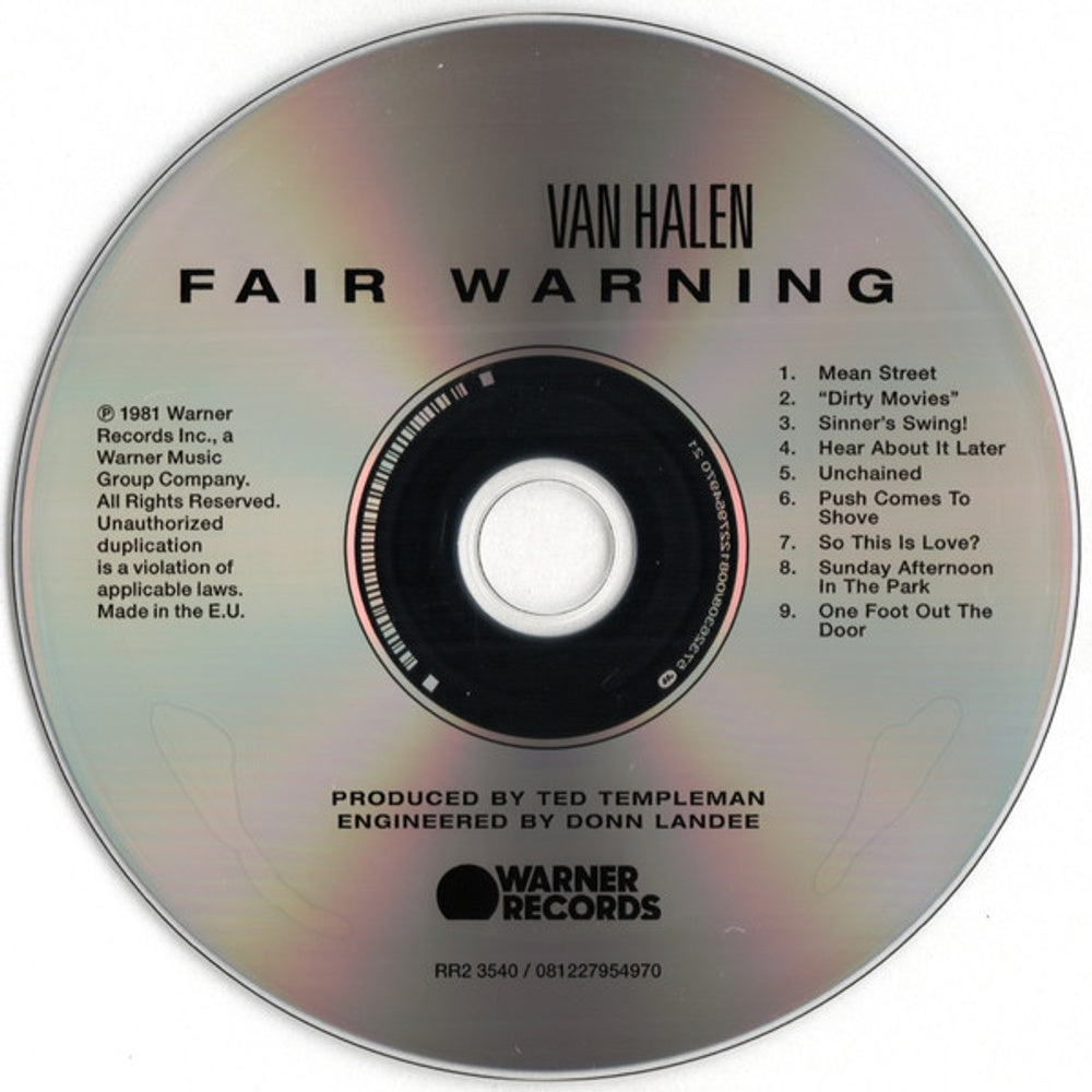 Label Disc: Van Halen – Fair Warning CD | Relix