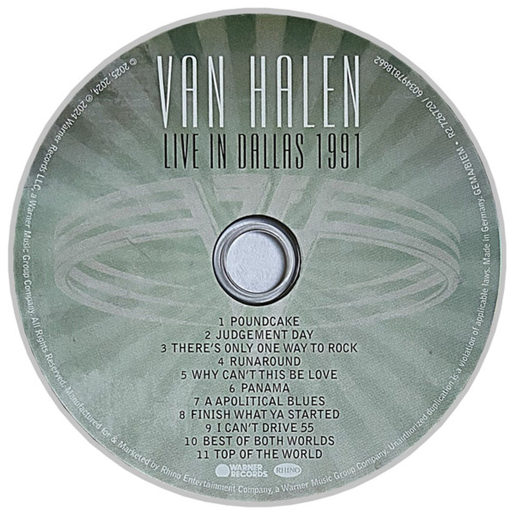 Label Disc: Van Halen – Live In Dallas 1991 CD | Relix