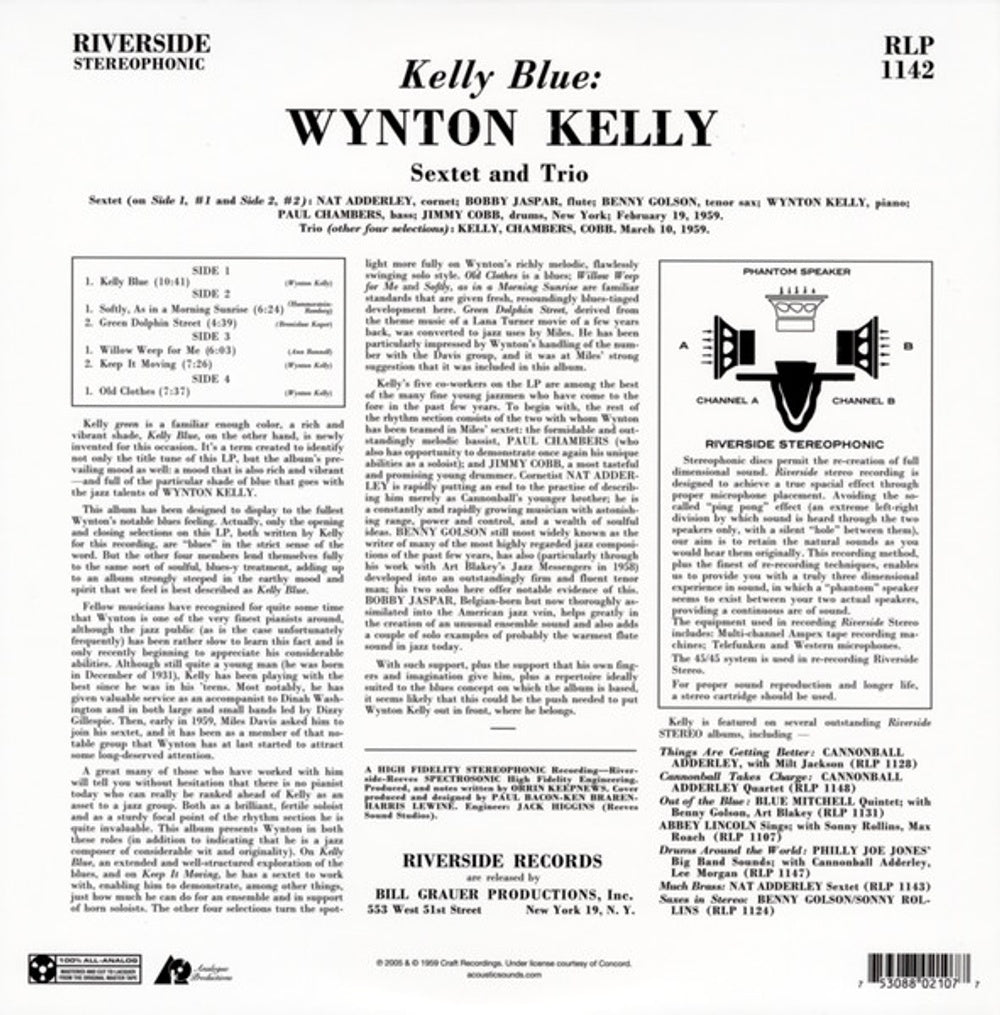 Label Disc: Wynton Kelly – Kelly Blue (2lp/180g/45rpm) Vinyl LP | Relix