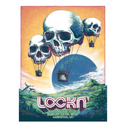 LOCKN’ 2018 poster featuring colorful psychedelic artwork with artist lineup and festival dates prominently displayed