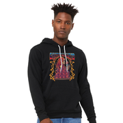 Model wearing Grateful Dead 11/6/1970 hoodie by ZazzCorp, front view