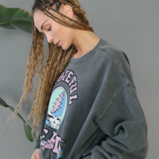 Side view of model wearing Grateful Dead Stealie Bears crewneck sweatshirt