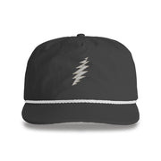 Grateful Dead Embroidered Gray Bolt Surf Rope Cap - Black