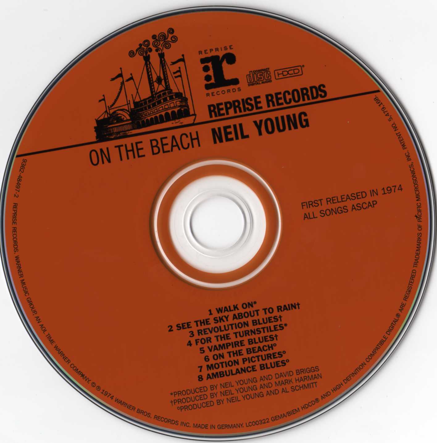 Neil Young – On the Beach – Label Disc – Relix – 1200x1200px