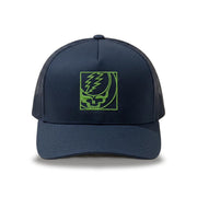 Embroidered Crop Stealie Trucker Hat in Navy — Officially licensed Grateful Dead Hat from Relix
