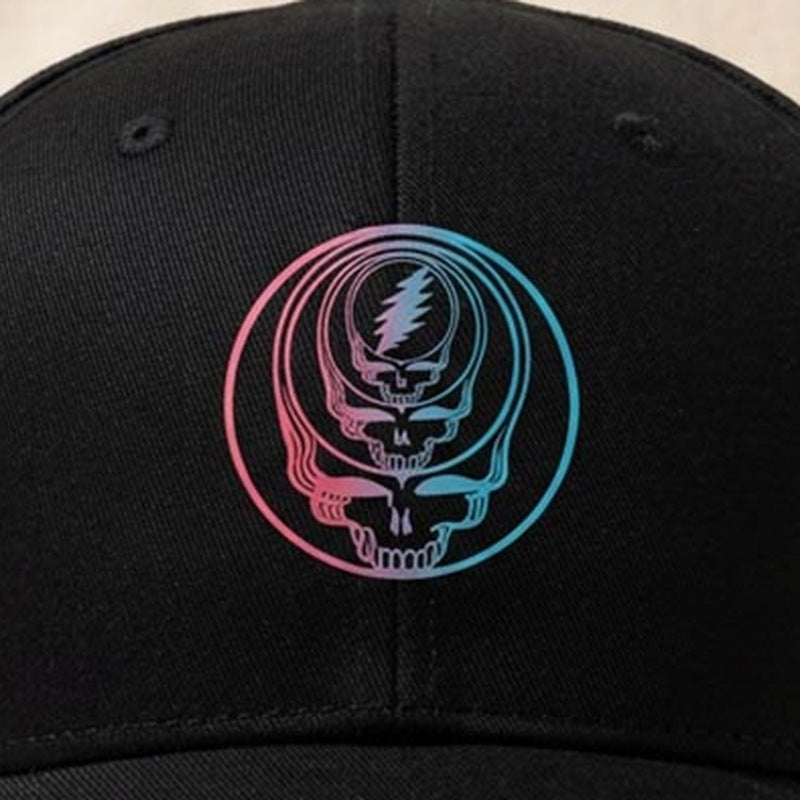 Close-up of the design on the Grateful Dead Triple Nested Stealie Foam Trucker Hat - Black