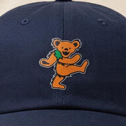 Close-up of the design on the Grateful Dead Orange Bear Dad Hat - Navy