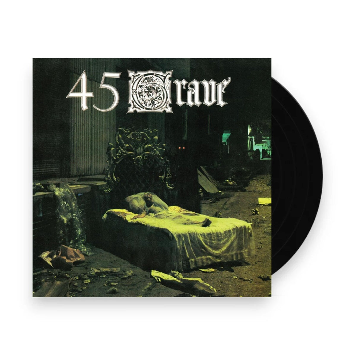 Packshot: 45 Grave – Sleep In Safety - Green With Black Splatter (Blk LP Vinyl) Vinyl LP | Relix