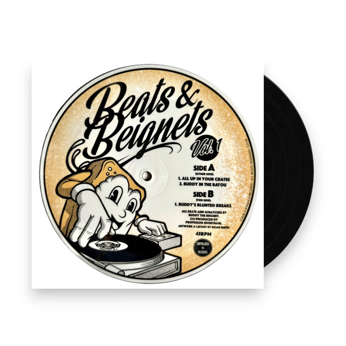Packshot: Buddy The Beignet – Beats & Beignets Vol. 1 (7" Picture Disc 7" Vinyl) Vinyl LP | Relix