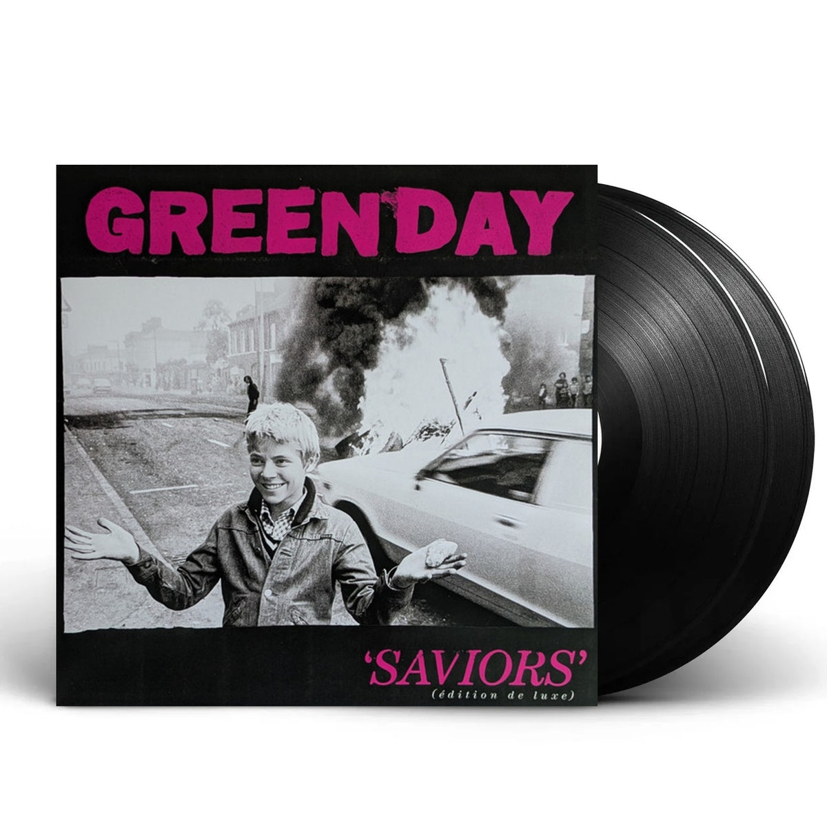 Packshot: Green Day – Saviors - (Edition de luxe, Hot Pink with White Splatter LP Vinyl) Vinyl LP | Relix