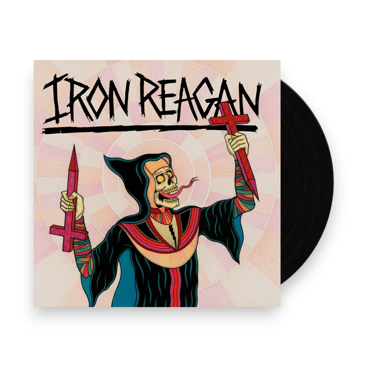 Packshot: Iron Reagan – Crossover Ministry (Milky Clear with Rainbow Splatter LP Vinyl) Vinyl LP | Relix