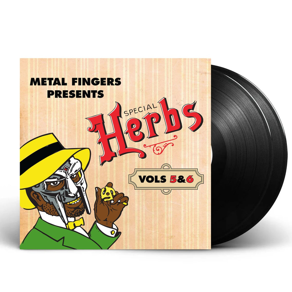 Packshot: MF DOOM – Metal Fingers Presents: Special Herbs Vol. 5 & 6 (Apple Red 2xLP LP Vinyl) Vinyl LP | Relix