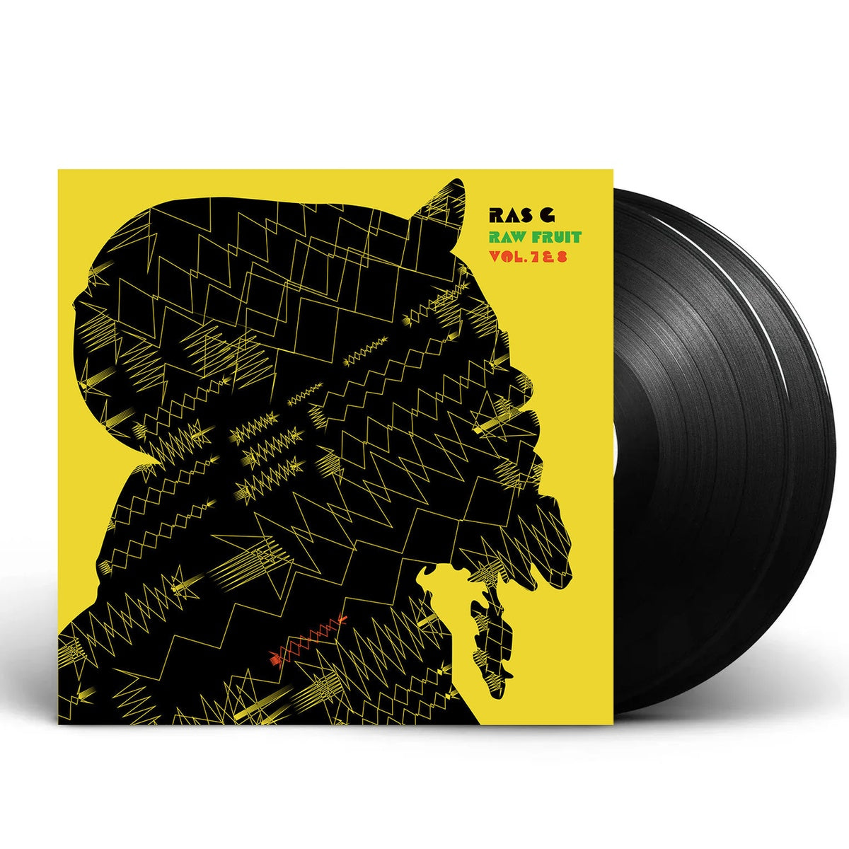Packshot: Ras G – Raw Fruit Vol. 7 & 8 (Yellowjacket Fleck Splatter LP Vinyl) Vinyl LP | Relix