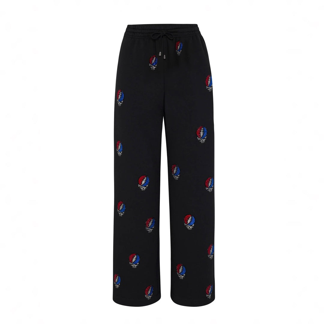 Grateful Dead Rhinestone Stealie Lounge Pant - Black