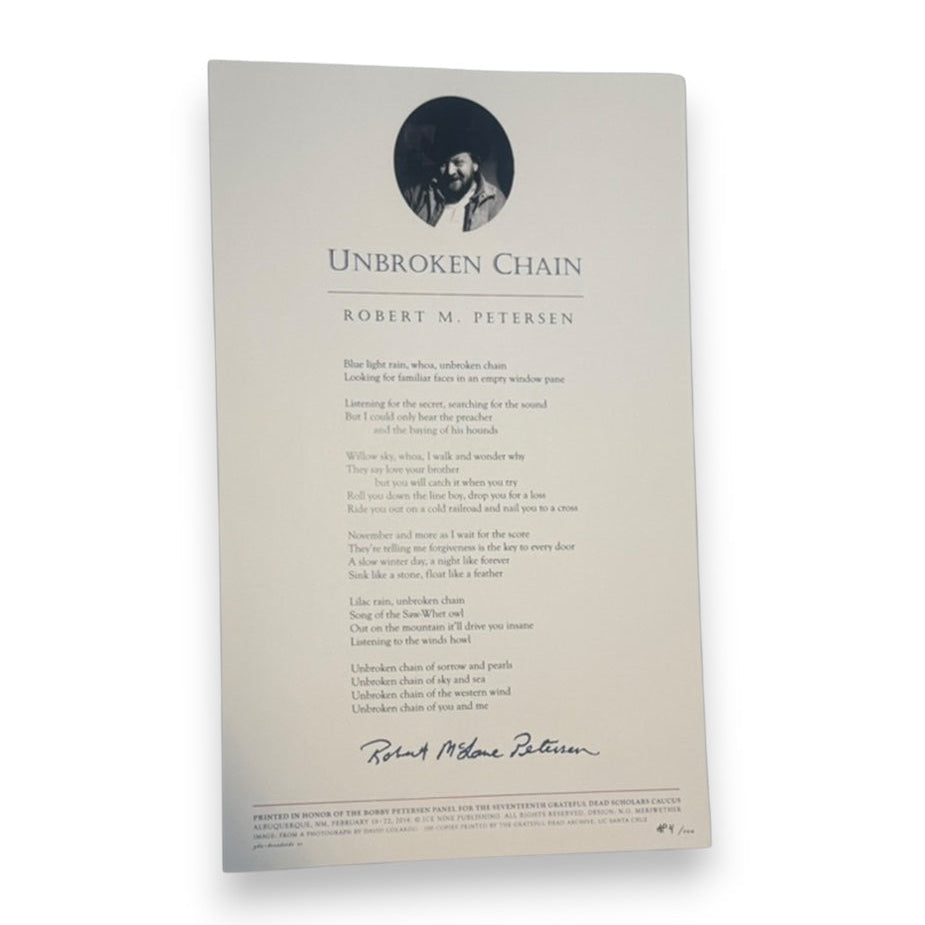 Robert M. Petersen's "Unbroken Chain" – Authorized Commemorative Broadside