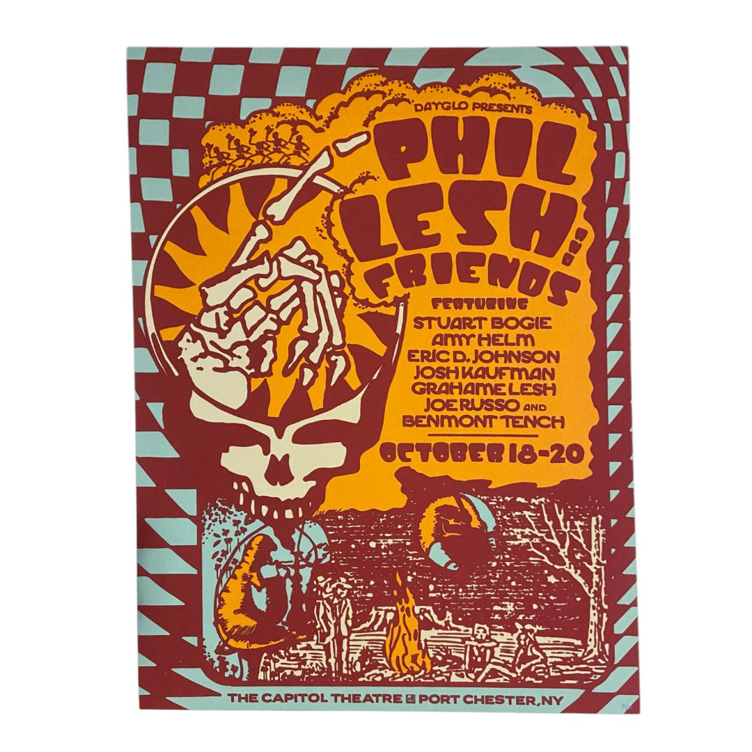 Phil Lesh & Friends poster by Darryl Norsen for October 18–20, 2021 featuring vibrant psychedelic artwork with detailed illustration