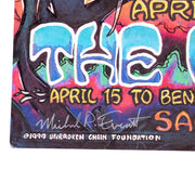Close-up of artist signature and colorful design elements on 1999 Phil Lesh & Phish Warfield concert poster"