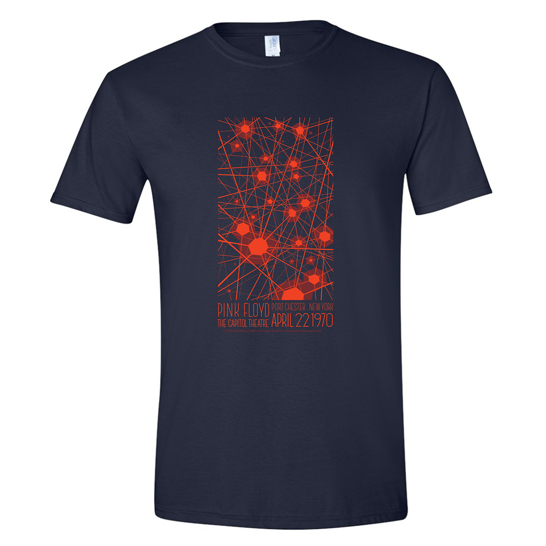 Pink Floyd throwback event t-shirt front view featuring 4/22/1970 Capitol Theatre concert graphic