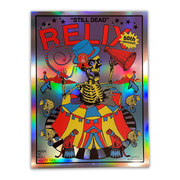 Relix 50th Anniversary foil poster by Double Wonderful featuring vibrant, colorful collage artwork with reflective foil accents celebrating five decades of music