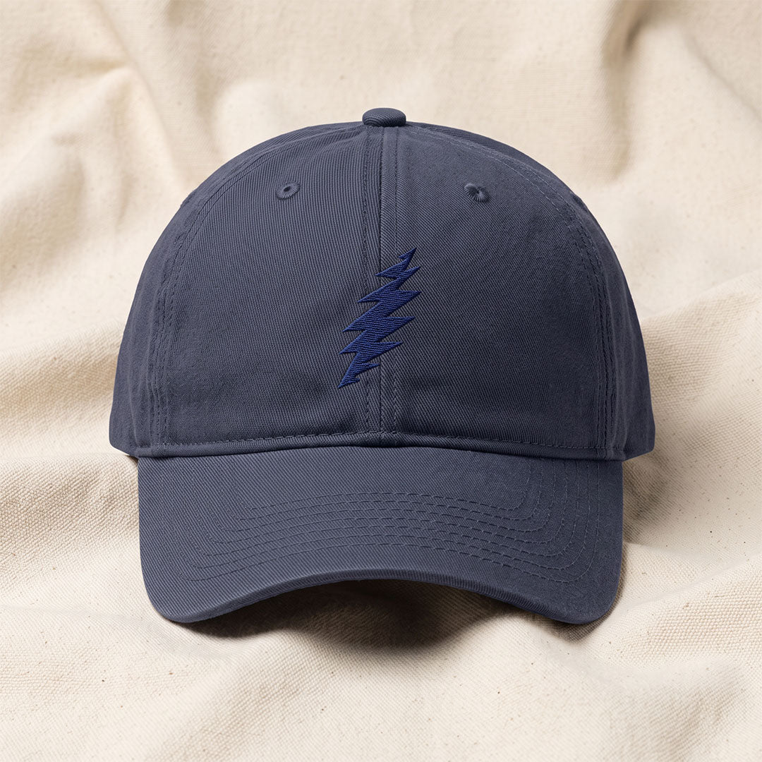 Grateful Dead Embroidered Navy Bolt Dad Hat - Vintage Navy