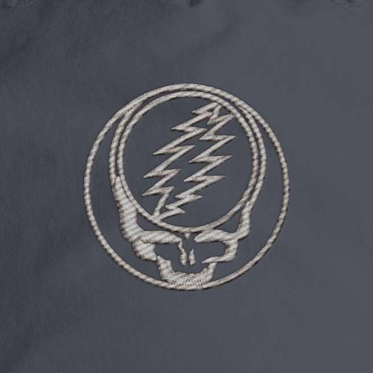 Close-up of the design on the Grateful Dead Embroidered Stealie Surf Rope Cap - Navy