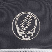 Close-up of the design on the Grateful Dead Embroidered Stealie Cord Rope Cap - Navy