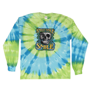 Smile Smile Smile throwback long sleeve tie-dye t-shirt front view with colorful vintage-style graphic