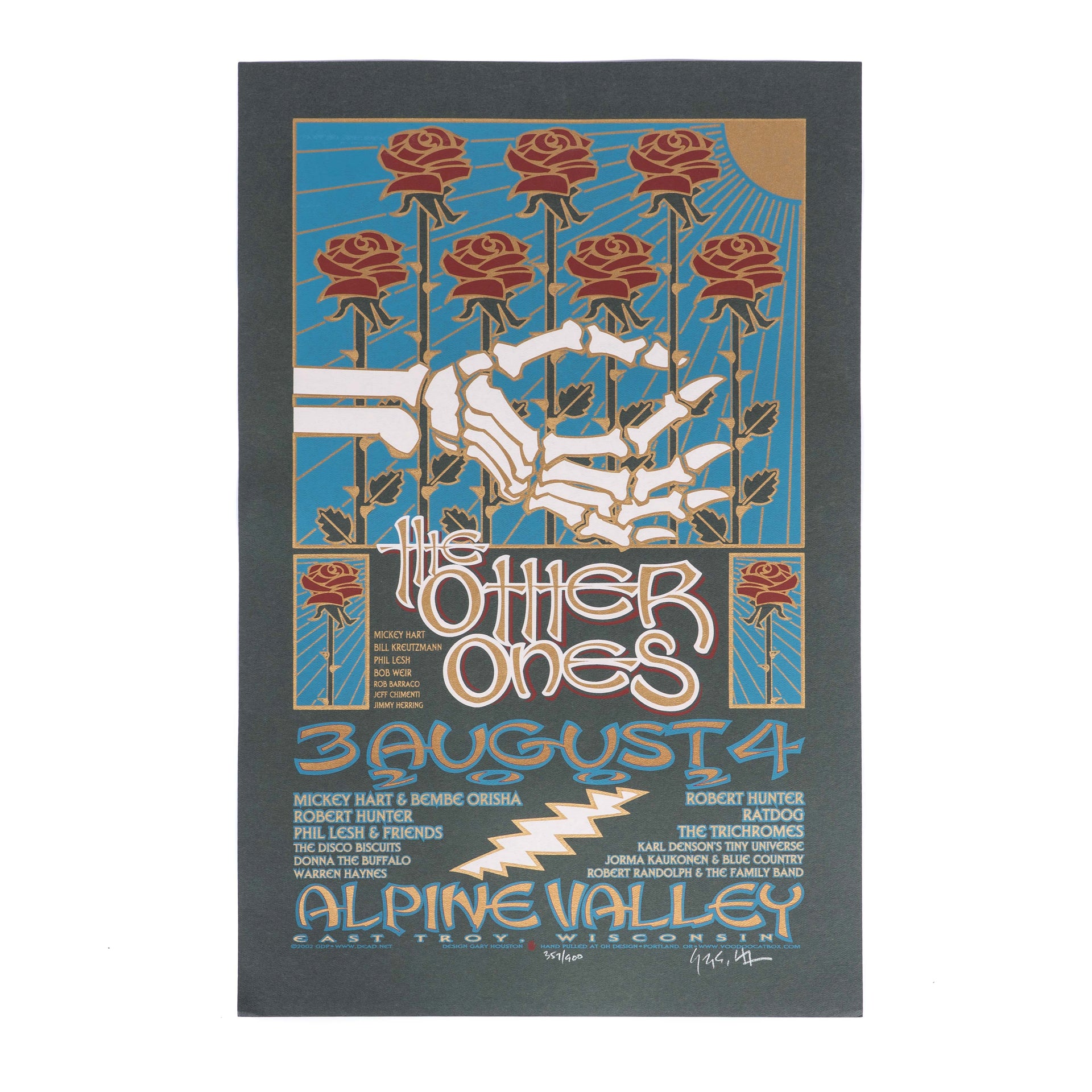 The Other Ones Family Reunion 2002 concert poster featuring psychedelic artwork with bold colors, celestial imagery, and vintage-style typography