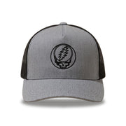 Embroidered Stealie Trucker Hat in Heather Black — Officially licensed Grateful Dead Hat from Relix