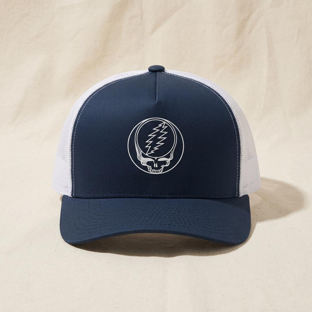 White Stealie Trucker Hat in Navy/White — Officially licensed Grateful Dead Hat from Relix