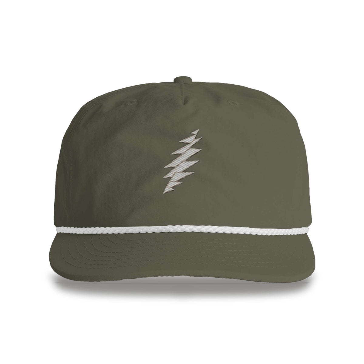 Grateful Dead Embroidered Gray Bolt Surf Rope Cap - Army