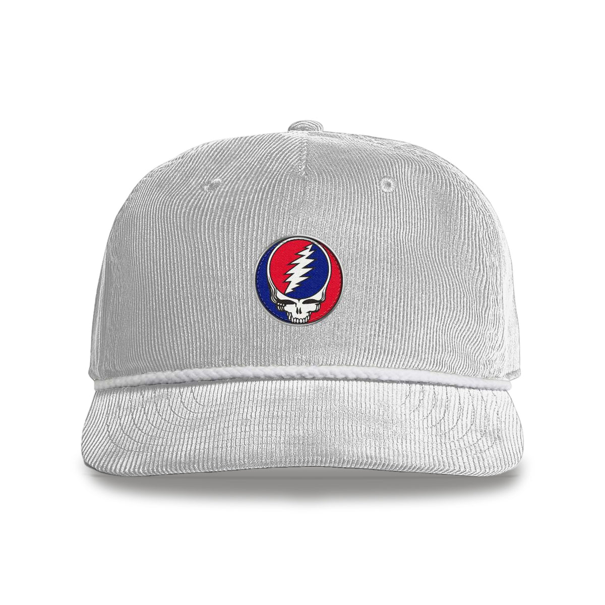 Grateful Dead Embroidered Stealie Cord Rope Cap - White