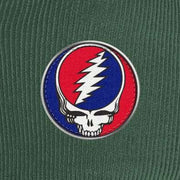 Close-up of the design on the Grateful Dead Embroidered Stealie Cord Rope Cap - Forest
