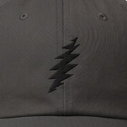 Close-up of the design on the Grateful Dead Embroidered Black Bolt Dad Hat - Black