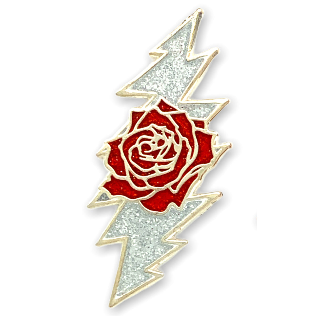 Rose & Bolt Logo Pin | Silver / Sparkle