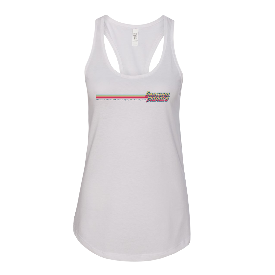 Grateful Mahalo White Racerback Tank