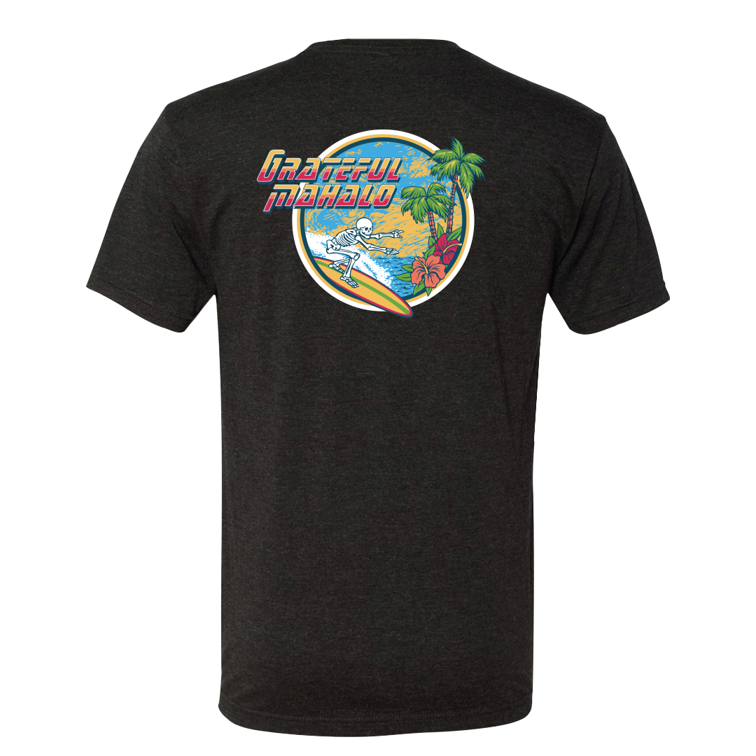 Grateful Mahalo Black Surfer T-Shirt