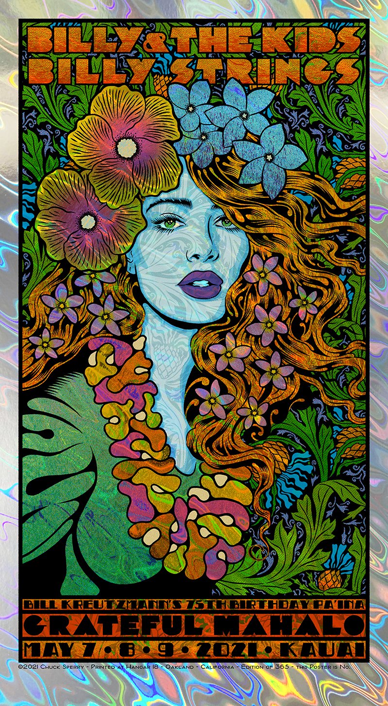 Grateful Mahalo Lava Foil Poster by Chuck Sperry
