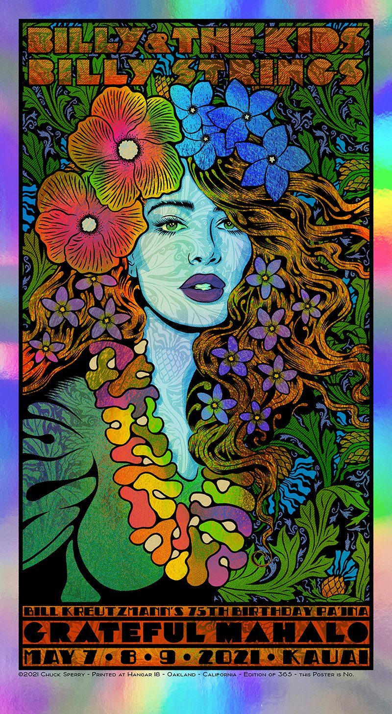 Grateful Mahalo Rainbow Foil Poster by Chuck Sperry