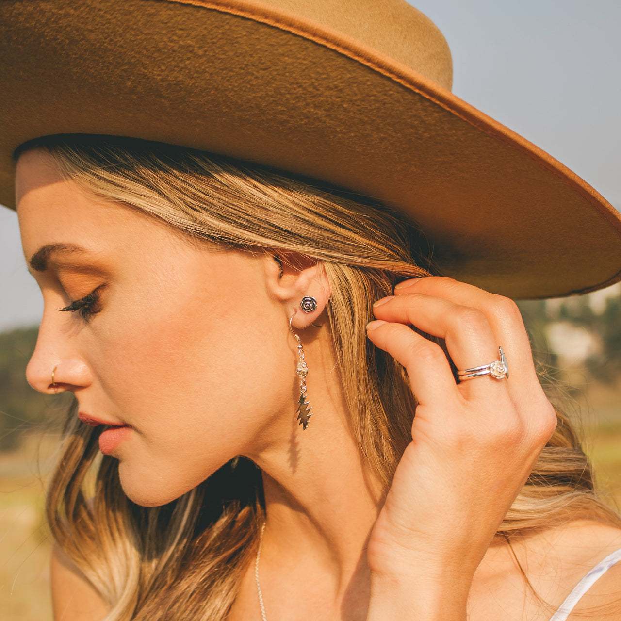 Scarlet Fire Stud Earrings | Silver