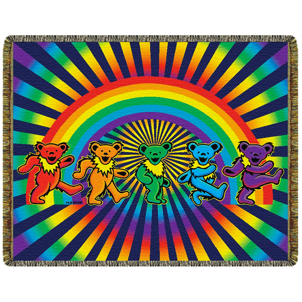 Grateful Dead Rainbow Bears Woven Cotton Blanket