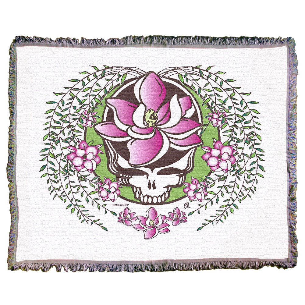 Grateful Dead White Sugar Magnolia Stealie Woven Cotton Blanket