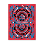 Circles Around the Sun: The Relix Session red variant poster featuring retro psychedelic design in warm tones